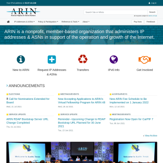  ARIN  aka (American Registry for Internet Numbers)  website