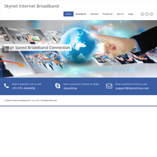 Skynet Internet Broadband  website