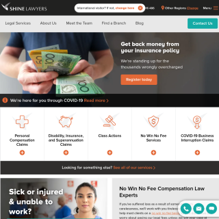 Shine Lawyers  website