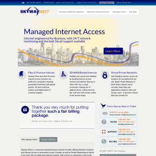 Skyway West Business Internet Services  website