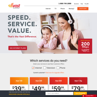 Vast Broadband  aka (Clarity Telecom)  website
