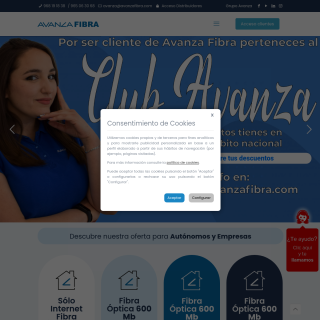 Avanza Fibra  website