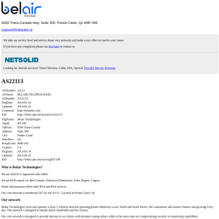 Belair Technologies  website