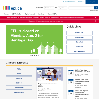  Edmonton Public Library  aka (EPL)  website