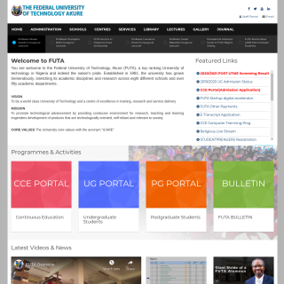  Federal University of Technology, Akure  aka (FUTA)  website