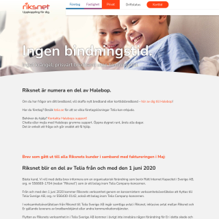 Riksnet AB (Ratt-Internet Kapacitet i Sverige AB)  website