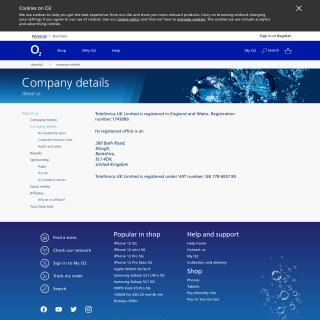  O2 Broadband  aka (Telefonica UK)  website