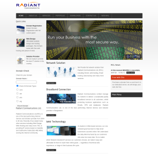 Radiant telecommunications  website
