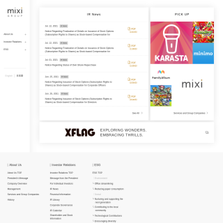 mixi, Inc.  website
