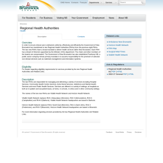  New Brunswick Regional Health Networks  aka (Horizon Health and Vitalité Health Network)  website