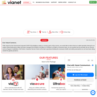Vianet Communications Nepal  website