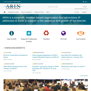  ARIN Operations Anycast  website