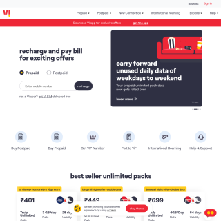 Vodafone Idea India  website