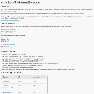  NEO-IX Route Servers  aka (North East Ohio Internet Exchange)  website