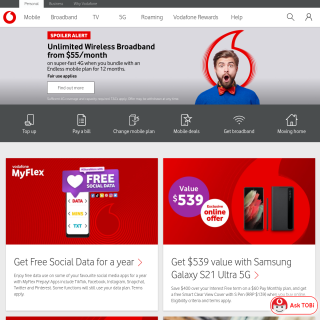 Vodafone New Zealand Ltd.  website